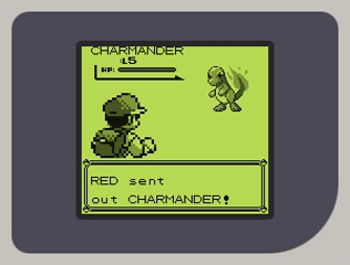 Fame Boy playing Pokémon Blue